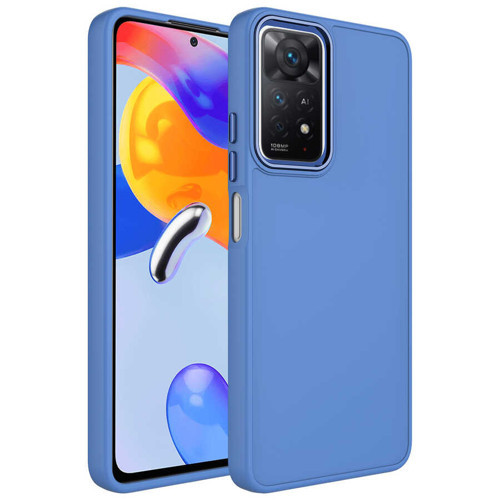 Redmi Note 11 Pro 5G Kılıf Metal Çerçeve Ve Buton Tasarımlı Silikon Mkst Luna Kapak - Lavendery Gray