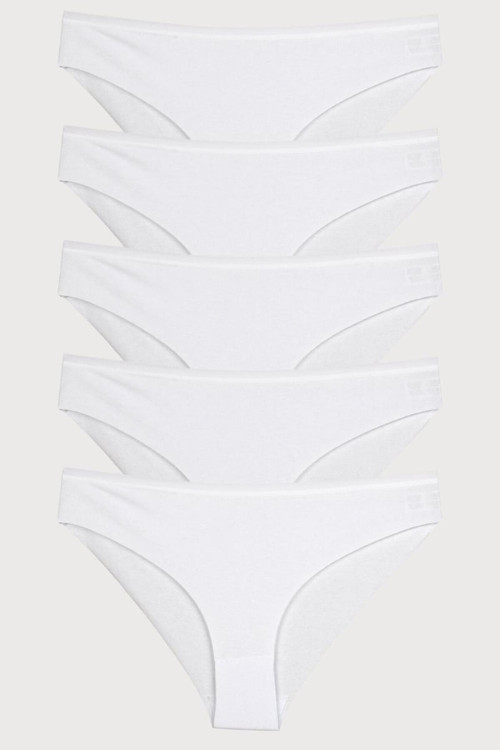 Kadın Külot 5'Li Paket Lazer Kesim Pamuklu Interlok Likrali Beyaz