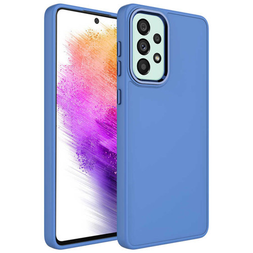 Galaxy A73 Kılıf Metal Çerçeve Ve Buton Tasarımlı Silikon Mkst Luna Kapak - Lavendery Gray