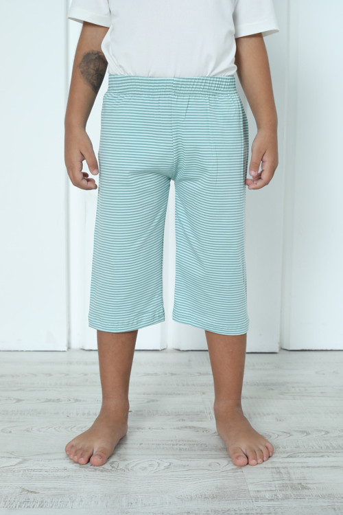 Erkek Çocuk Kapri Bermuda Pamuklu Turkuaz