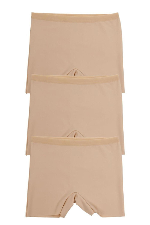 Kadın Lazer Kesim Dikişsiz Kadın Boxer Külot 3 Lü Paket Yüksek Bel Polyester Ten