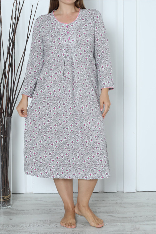 Kadın Tunik Uzun Gecelik Uzun Kollu Büyük Beden Pamuklu Vizon