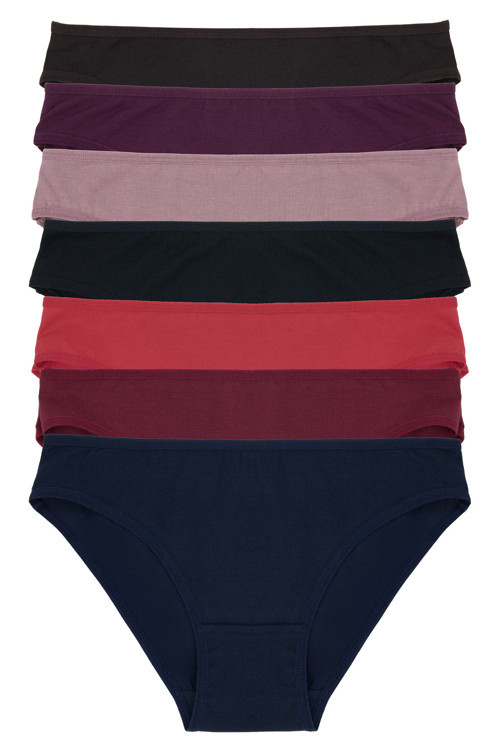 Kadın Külot 7 Li Paket Likralı Bordo Pamuklu