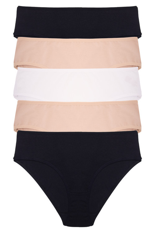 Kadın Külot Yüksek Bel Bikini 5 Li Paket Pamuklu Likralı Mıxcolor
