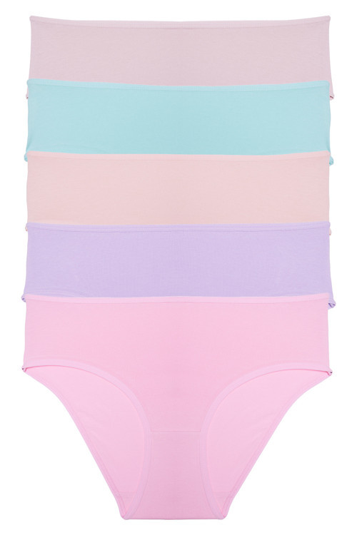Kadın Külot Yüksek Bel Bikini 5 Li Paket Pamuklu Likralı Somon