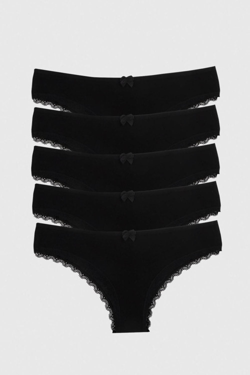 Kadın Külot 5 Li Paket Brazillian Siyah