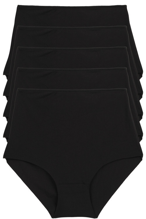 Kadın Külot Ekstra Yüksek Bel Lazer Kesim Esnek Iz Yapmayan 5 Li Paket Polyester Siyah