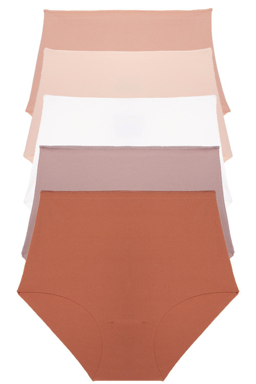 Kadın Külot Ekstra Yüksek Bel Lazer Kesim Esnek Iz Yapmayan 5 Li Paket Polyester Tarçın