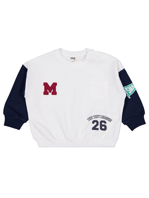 M Nakış 26 Baskılı 6-18 Ay Sweatshirt - Ekru 18-24 Ay