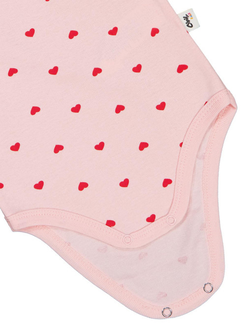 Kalp Baskılı 1-36 Ay Çıtçıtlı Badi - Pembe 1-3 Ay