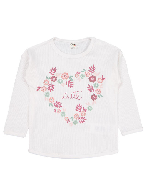 Cute Çiçek Baskılı 6-18 Ay Sweatshirt - Ekru 9-12 Ay