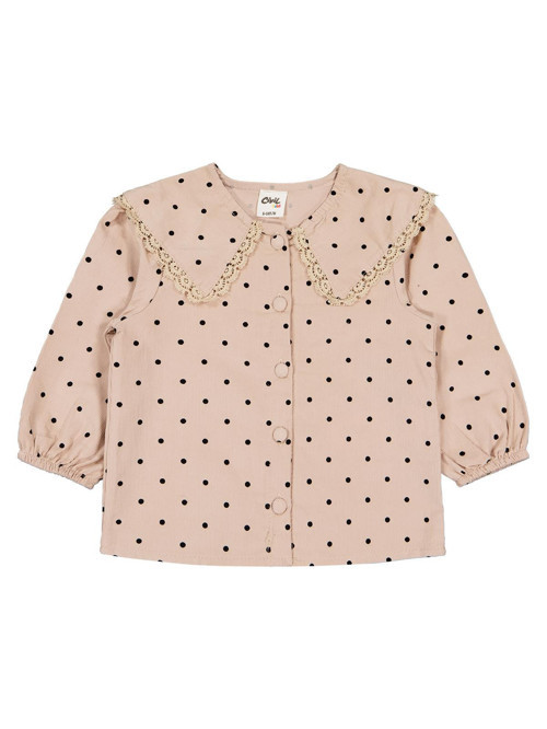 Puan Baskılı Kadife 6-18 Ay Gömlek - Bej 9-12 Ay