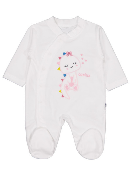 Minidamla Zürafa Nakış Çıtçıtlı 1-6 Ay Tulum - Ekru 6-9 Ay