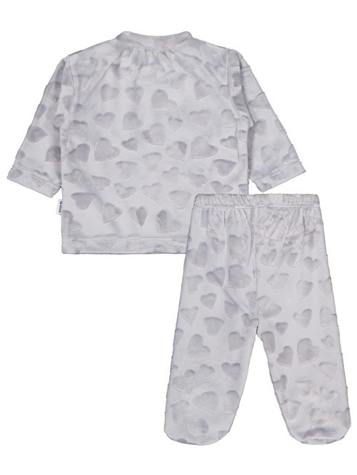 Kız Ayı Tavşan Nakış Patikli 2Li Pijama Takım 1-6 Ay - Gri 1-3 Ay