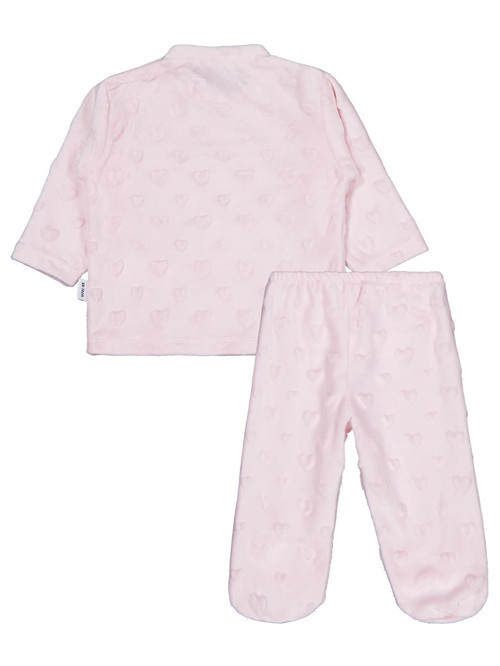 Kız Ayı Tavşan Nakış Patikli 2Li Pijama Takım 1-6 Ay - Pembe 6-9 Ay