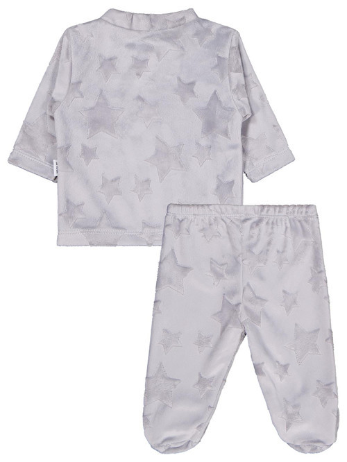 Minidamla Filli Nakış Patikli 2Li 1-6 Ay Pijama Takımı - Gri 1-3 Ay