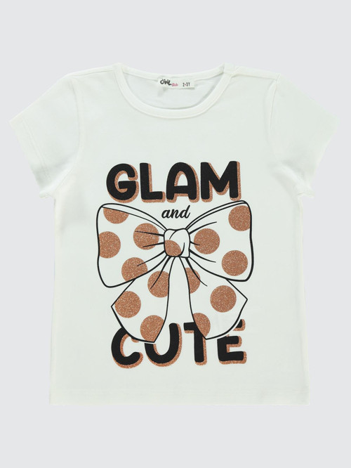 Fiyonk Baskılı 2-5 Yaş Tişört - Ekru 3-4 Yaş