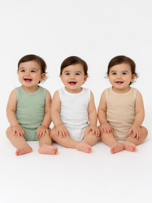 3'lü Karışık Renk 3-36 Ay Çıtçıtlı Badi - Bej 12-18 Ay