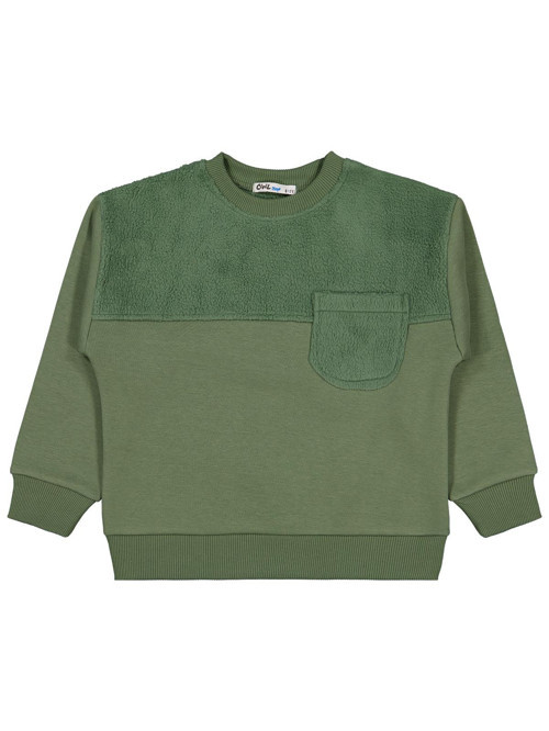 Peluş Garnili 6-9 Yaş Sweatshirt - Haki 6-7 Yaş