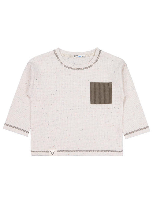 Kadife Cepli 2-5 Yaş Sweatshirt - Bej 5-6 Yaş