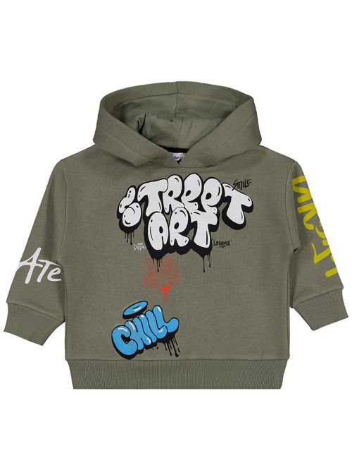 Street Art Baskılı 2-5 Yaş Sweatshirt - Haki 3-4 Yaş