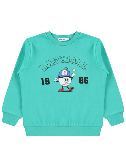 Baseball Baskılı 2-5 Yaş Sweatshirt Km - Yeşil 3-4 Yaş