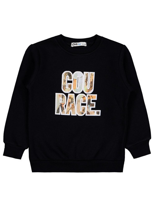 Cou Race Baskılı 2-5 Yaş Sweatshirt - Siyah 3-4 Yaş