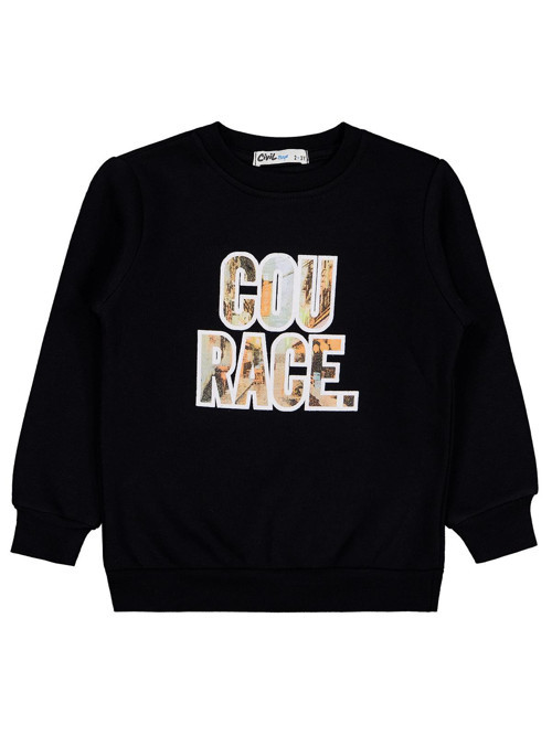 Cou Race Baskılı 2-5 Yaş Sweatshirt - Siyah 4-5 Yaş