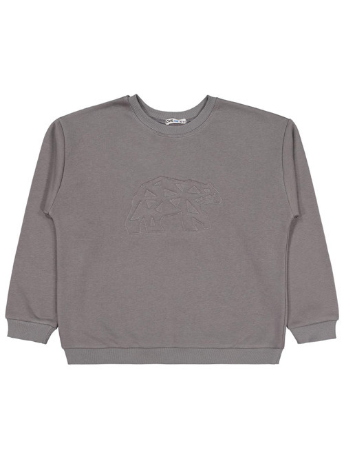 Ayı Nakışlı 10-13 Yaş Sweatshirt - Gri 12-13 Yaş