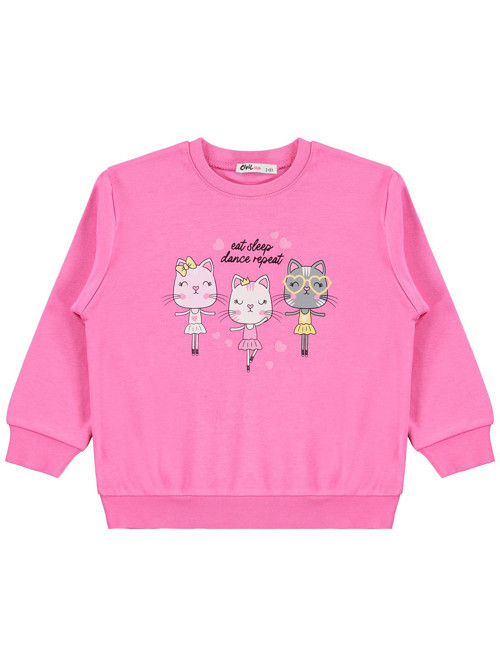 Kediler Baskılı 2-5 Yaş Sweatshirt - Pembe 3-4 Yaş