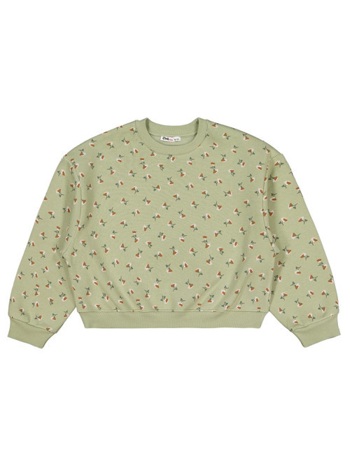 Çıtır Çiçek Desenli 10-13 Yaş Sweatshirt - Haki 12-13 Yaş