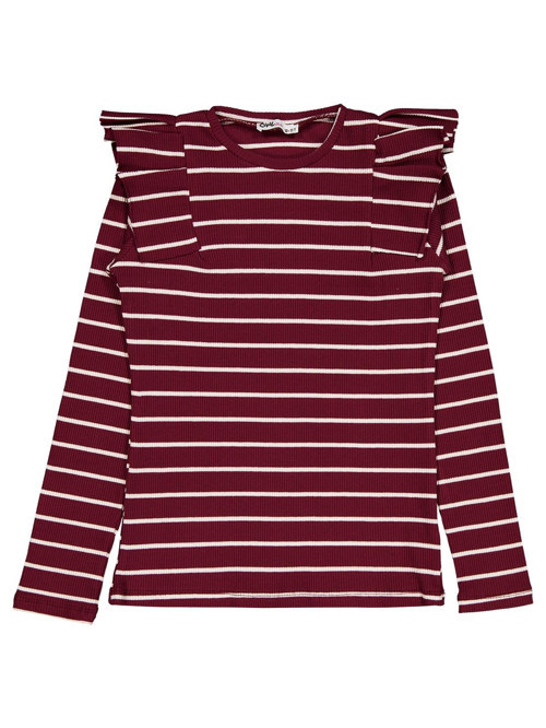 İnce Çizgili 10-13 Yaş Sweatshirt - Bordo 10-11 Yaş