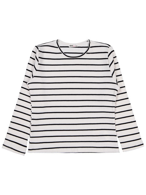 Kalın Çizgili 10-13 Yaş Sweatshirt - Ekru 12-13 Yaş