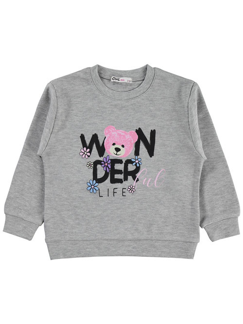 Wonderful Life Baskılı 2-5 Yaş Sweatshirt - Gri 3-4 Yaş