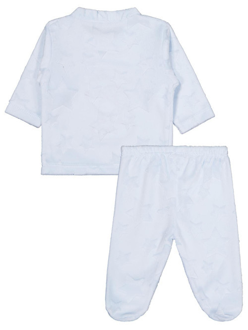 Minidamla Filli Nakış Patikli 2Li 1-6 Ay Pijama Takımı - Mavi 3-6 Ay