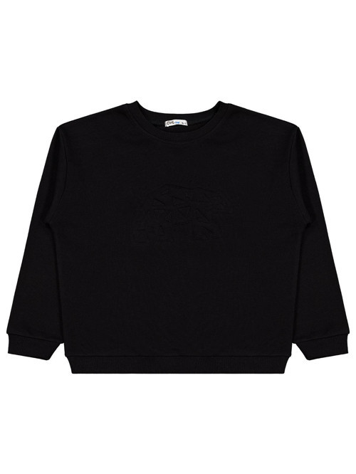 Ayı Nakışlı 10-13 Yaş Sweatshirt - Siyah 12-13 Yaş