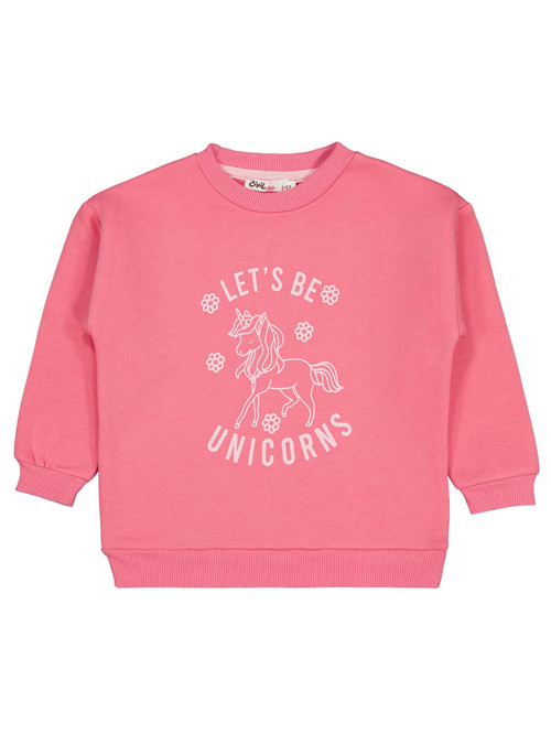 Unicorn Baskılı 2-5 Yaş Sweatshirt - Pembe 2-3 Yaş