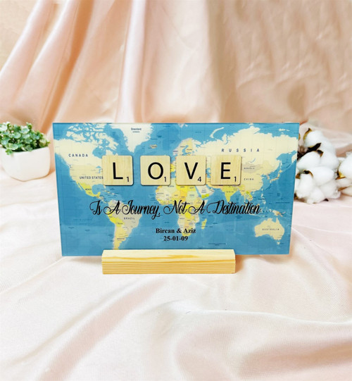 Kişiye Özel Love Travel Journal Tasarımlı Plak