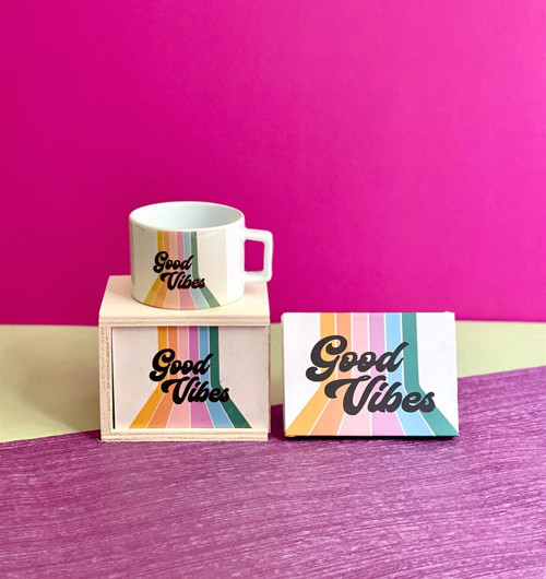 Good Vibes Tasarımlı Mini Fotoğraf Albümü ve Kutulu Kupa