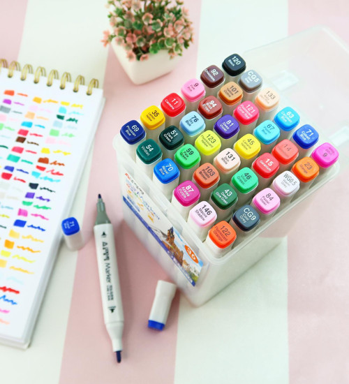 Bam Çift Taraflı 36'lı Marker Kalem Seti – Taşıma Kutulu