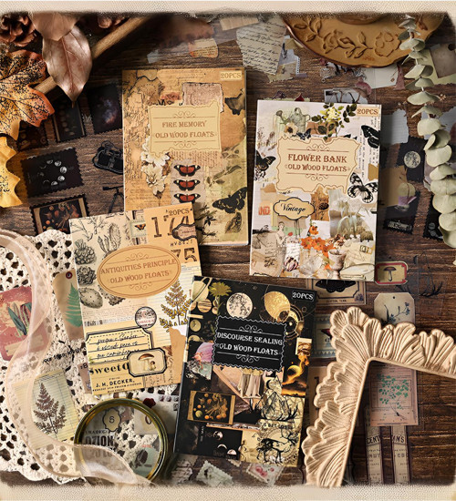 Vintage Temalı Scrapbook Sticker Kitabı – 20 Sayfa