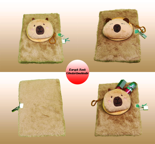 Peluş Capybara Kilitli Günlük Defter