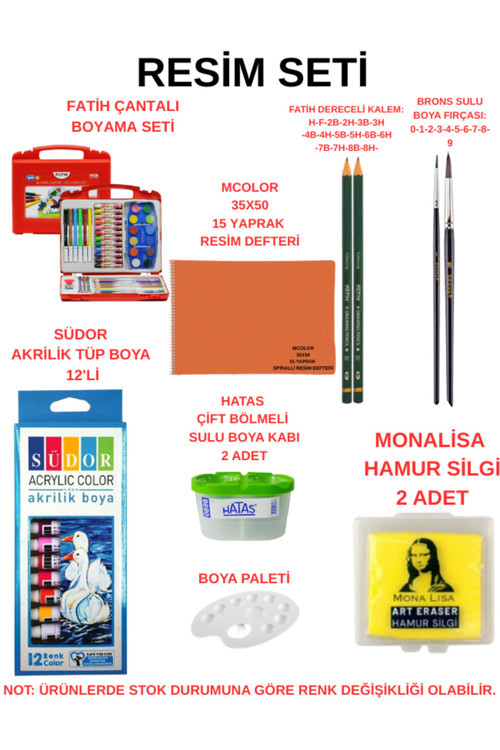 RESİM SETİ- DEFTER/ RESİM KALEMİ/ RESİM FIRÇASI/ BOYALAR