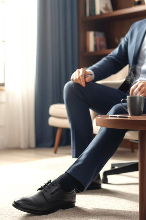 Hakiki Deri Siyah Ortopedik Comfort Taban Günlük Erkek Ayakkabı