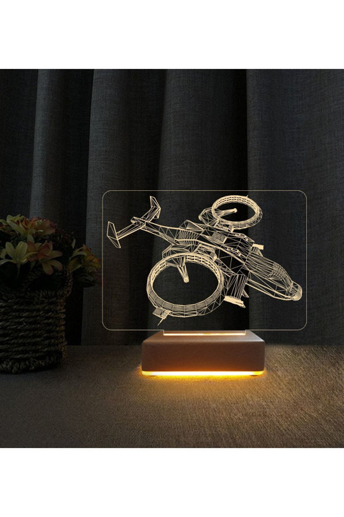 Helikopter Tasarımlı 3d Led Masa Lambası Doğum Günü Hediyesi Lamba