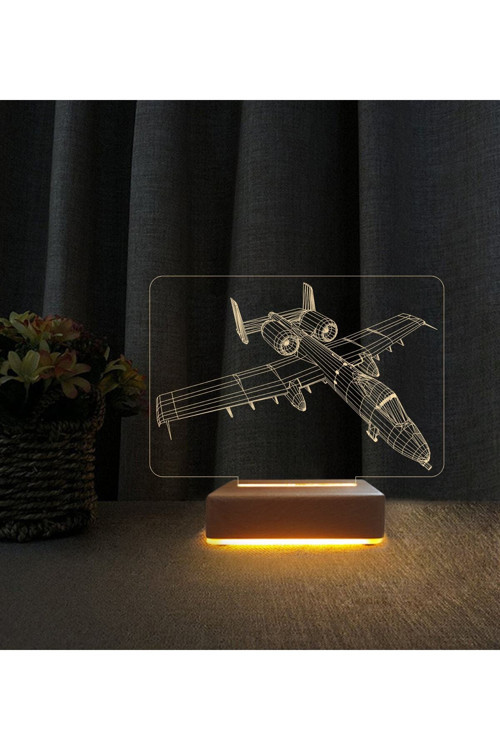 3d Jet Tasarımlı 3d Led Masa Lambası Doğum Günü Hediyesi Lamba