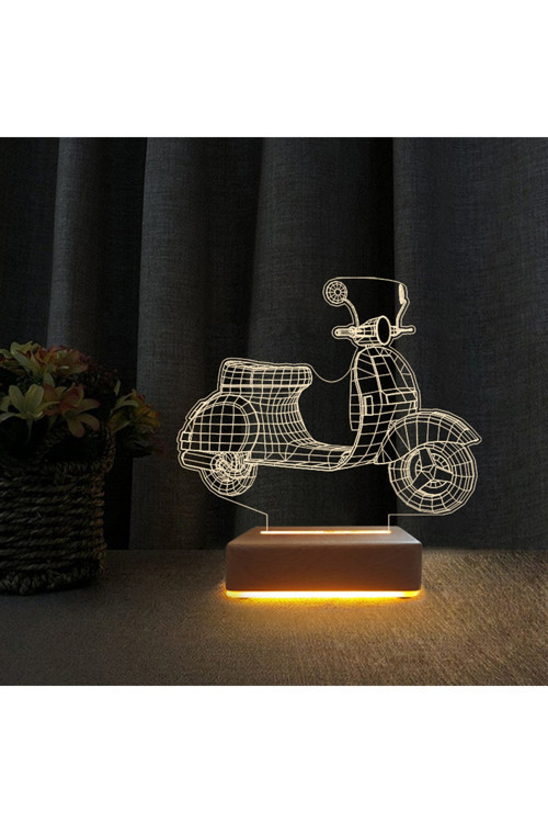 3d Ilizyon Led Lamba Scoter Motor Tasarım Gece Lambası