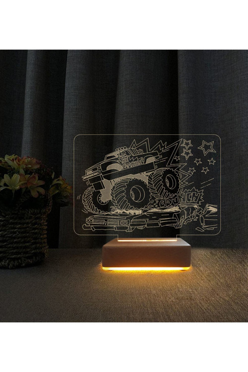 Arabalar Tasarımlı 3d Led Masa Lambası Doğum Günü Hediyesi Lamba