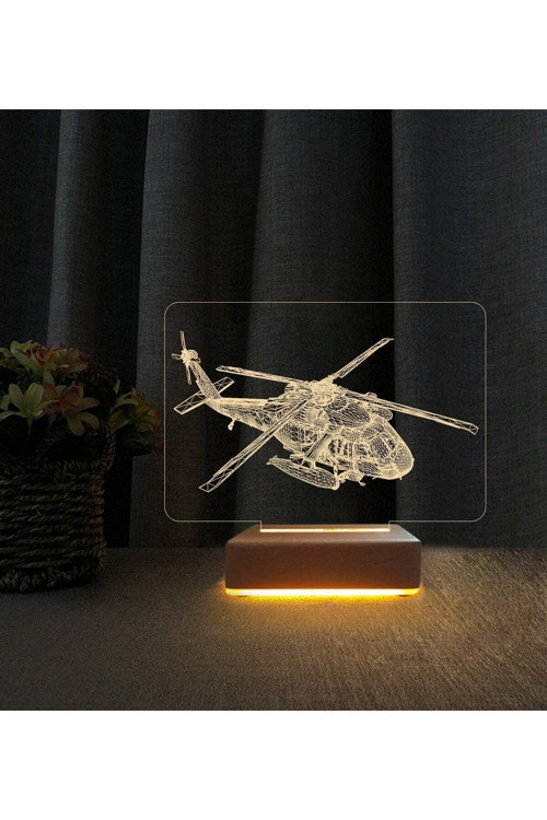 3d Sikorsky Sea Hawk Helikopter 3d Led Masa Lambası Doğum Günü Hediyesi Lamba Helikopter