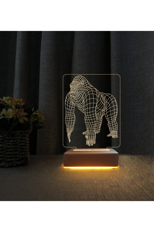 Goril Tasarımlı Lamba 3d Led Masa Lambası Doğum Günü Hediyesi Lamba